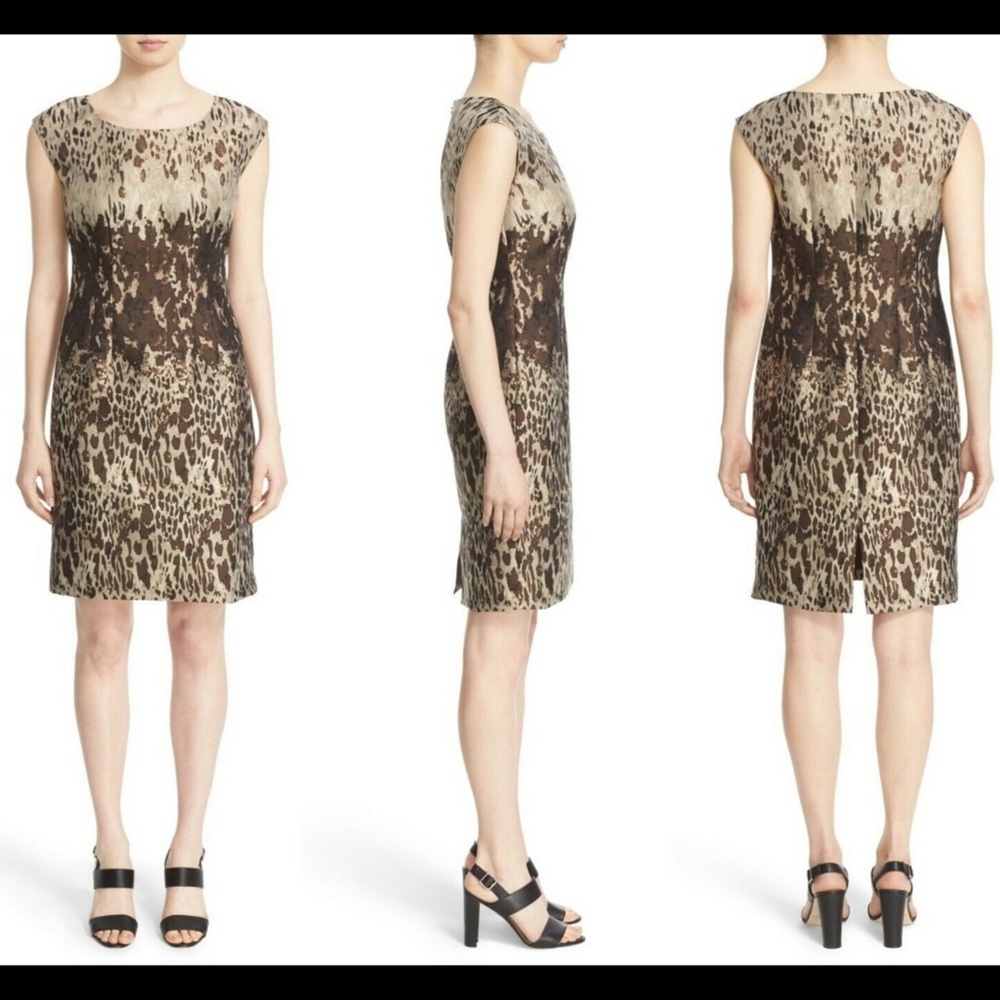 NWT $498 Lafayette 148 New York Josette Ombre Animal‎ Jacquard Dress [SZ 4 ]